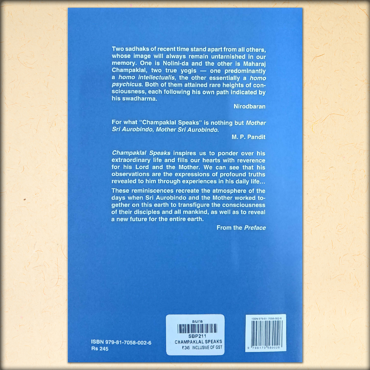 Champaklal Speaks — Edited by M. P. Pandit, Revised by Roshan