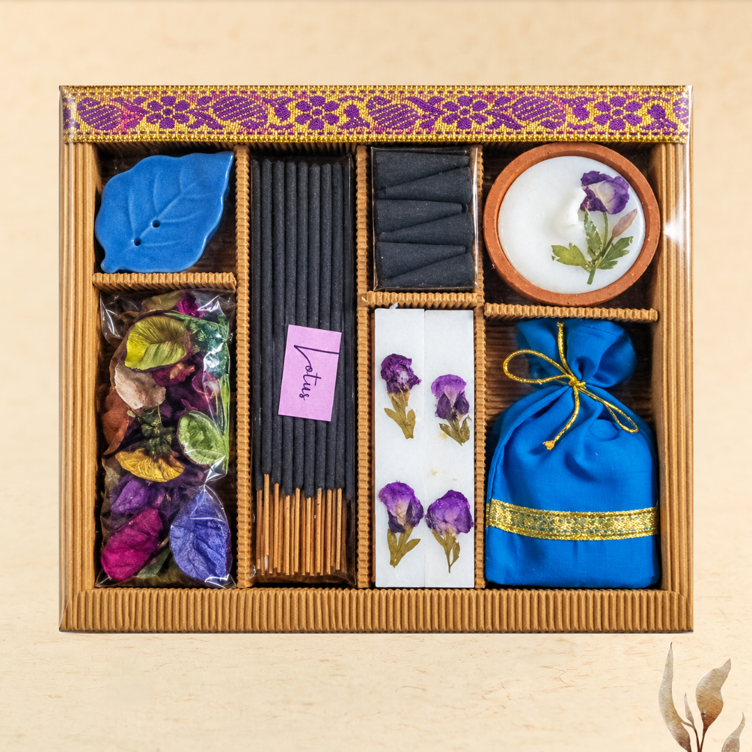 aura aromatherapy candle gift set of 7 - elegant festive gift hamper