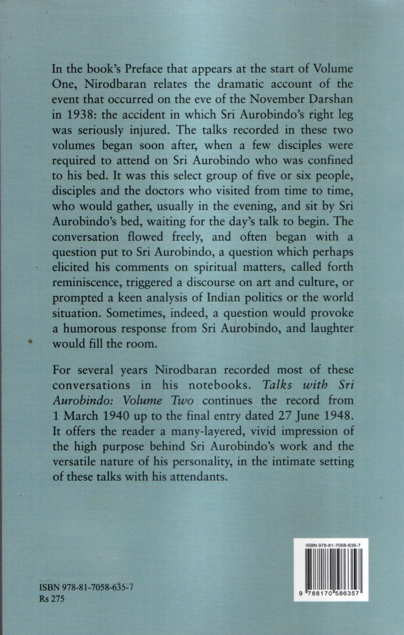 Talks With Sri Aurobindo: Volume Two By Nirodbaran