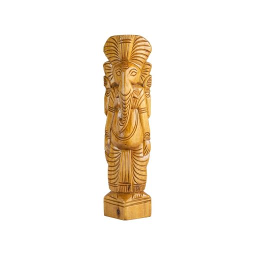12" Vinayaka Woodcraft Carving, an artistic portrayal bringing Lord Ganesha to life in wood