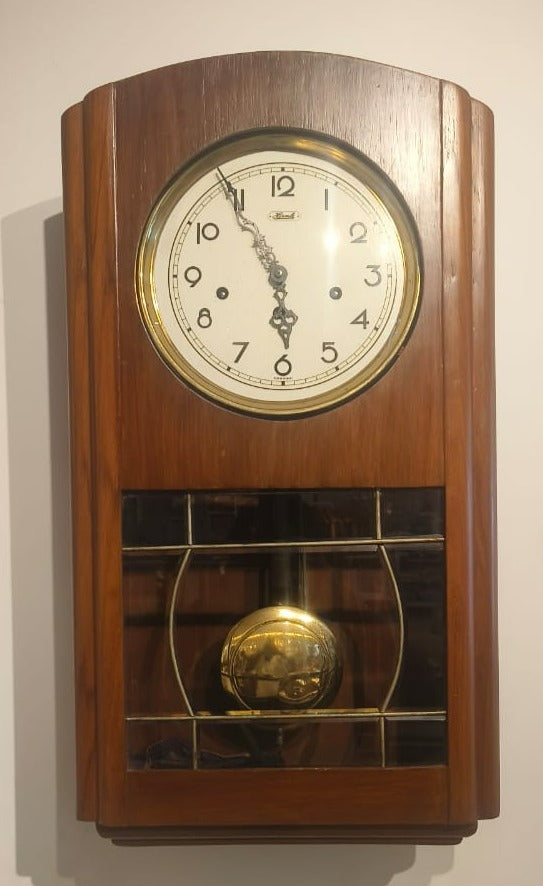 Antique Wooden Japanese Wall Clock with a Pendulum Aura Aura