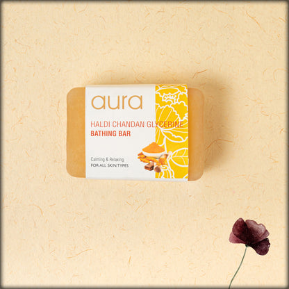 aura haldi chandan glycerine bathing bar