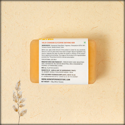 aura haldi chandan glycerine bathing bar