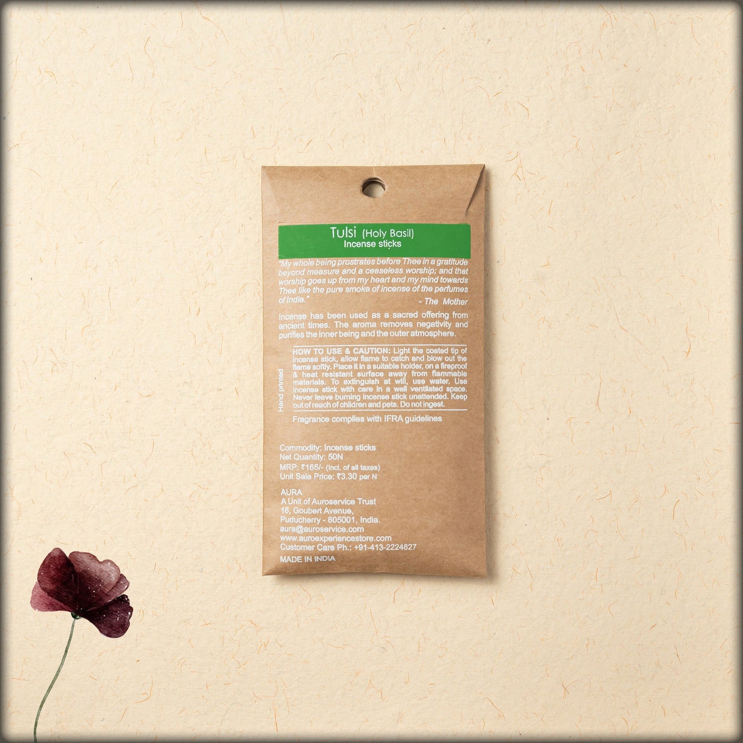 aura tulsi (holy basil) incense sticks