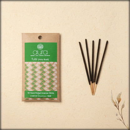 aura tulsi (holy basil) incense sticks
