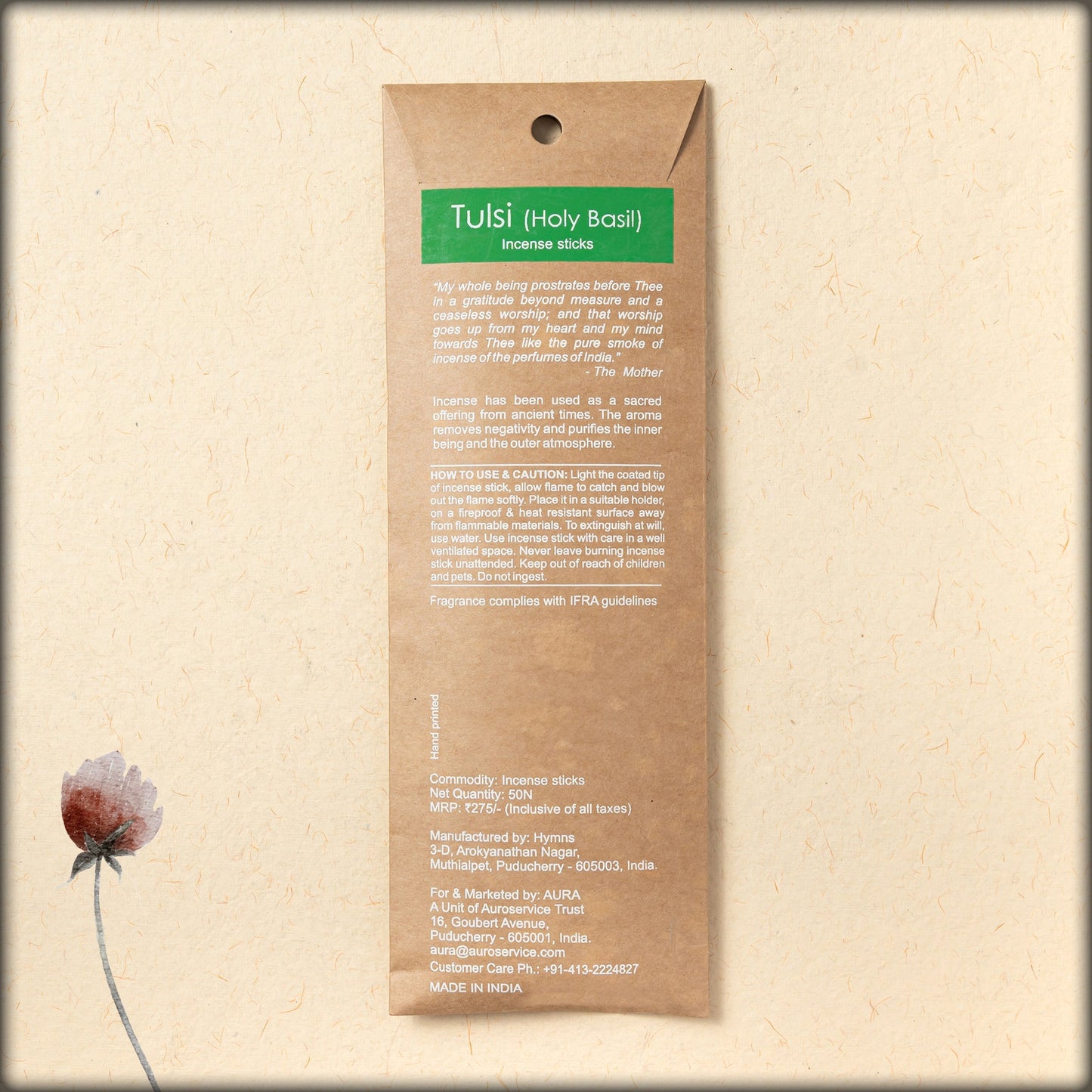 aura tulsi (holy basil) incense sticks