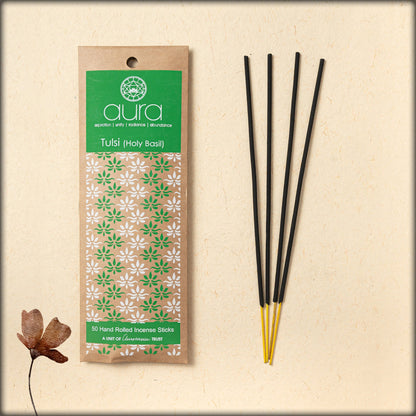 aura tulsi (holy basil) incense sticks