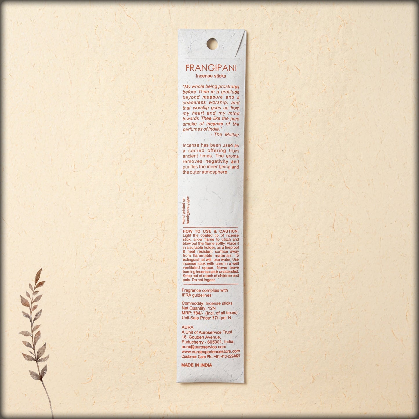 aura frangipani incense sticks