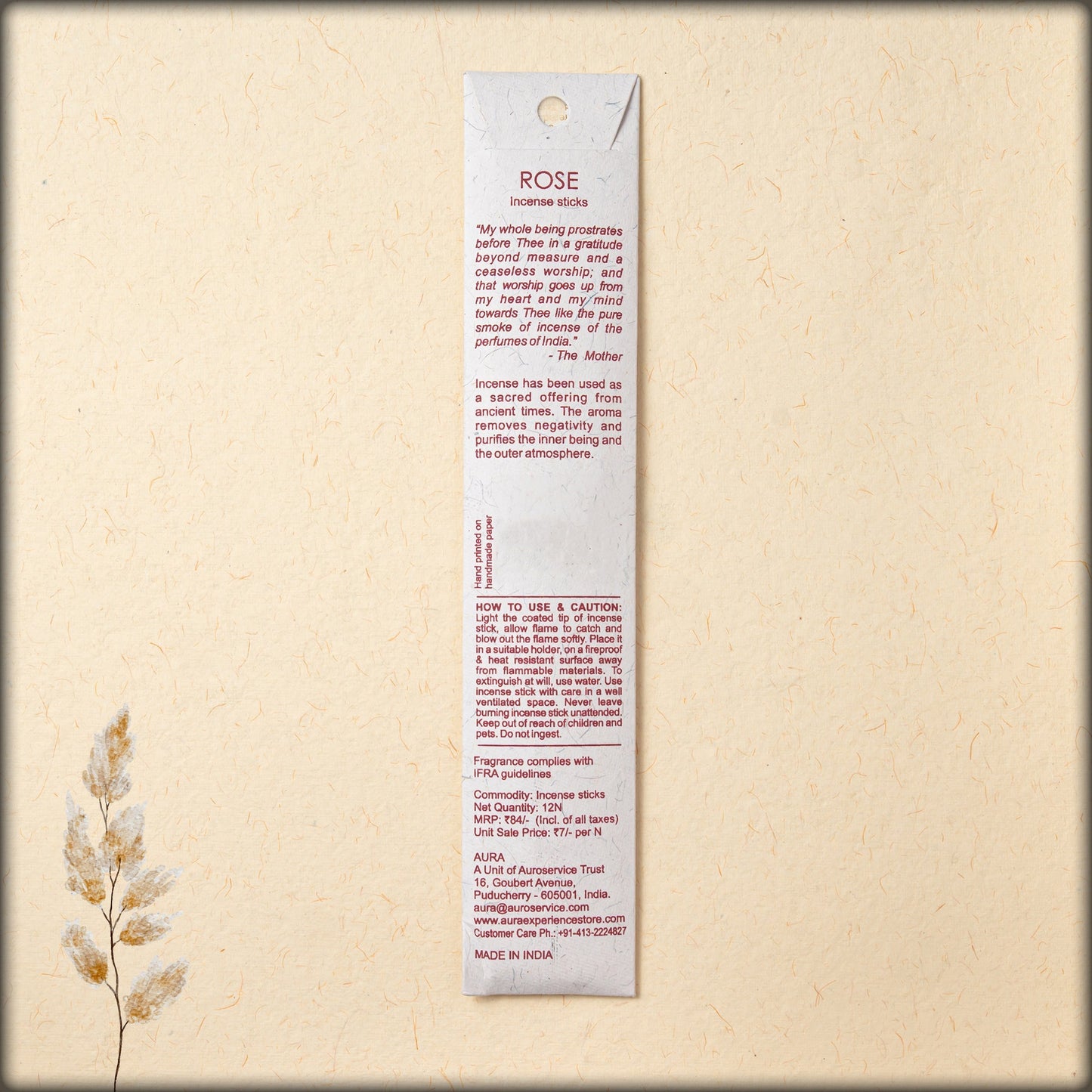 aura rose incense sticks