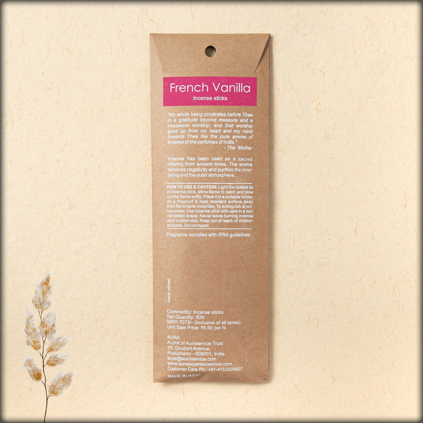 aura french vanilla incense sticks