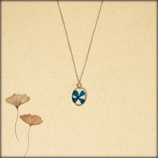 aura handcrafted blue hydrangea preserved flower jewellery necklace