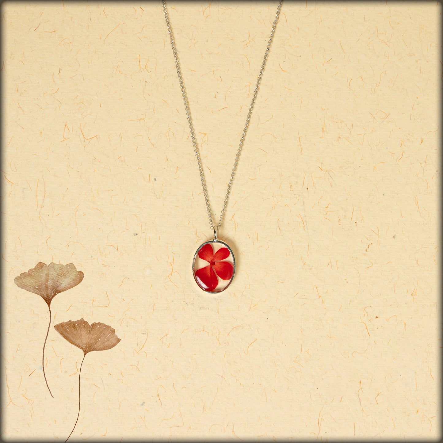 aura handcrafted red hydrangea preserved flower jewellery necklace