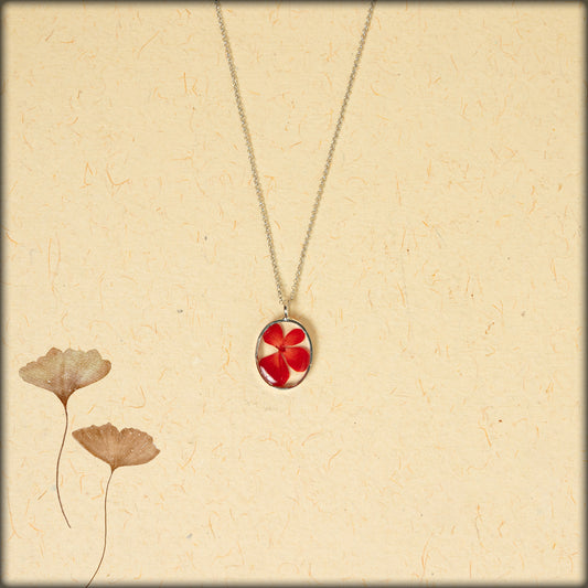 aura handcrafted red hydrangea preserved flower jewellery necklace
