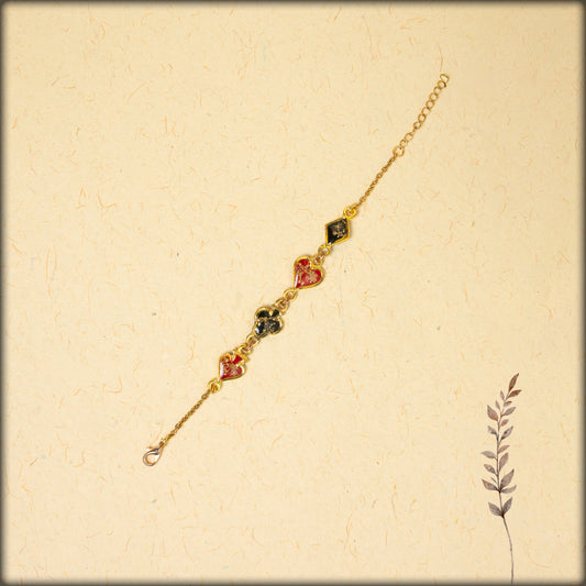 aura handcrafted red & black preserved flower jewellery bracelet