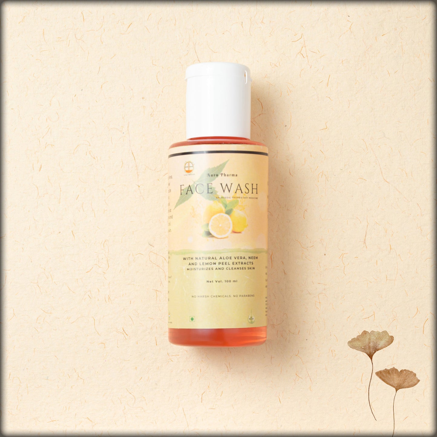 auro pharma face wash with natural aloe vera, neem and lemon peel