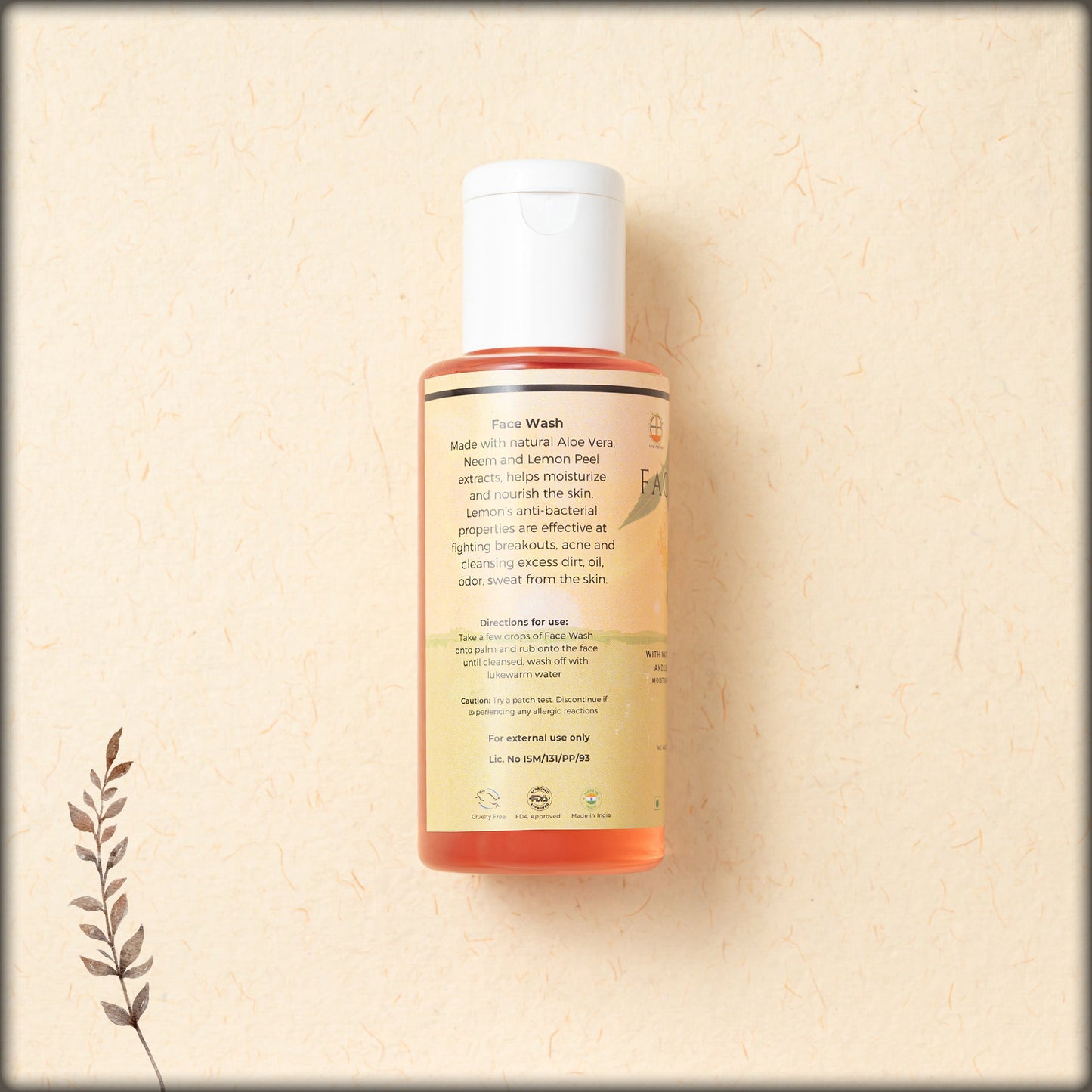 auro pharma face wash with natural aloe vera, neem and lemon peel