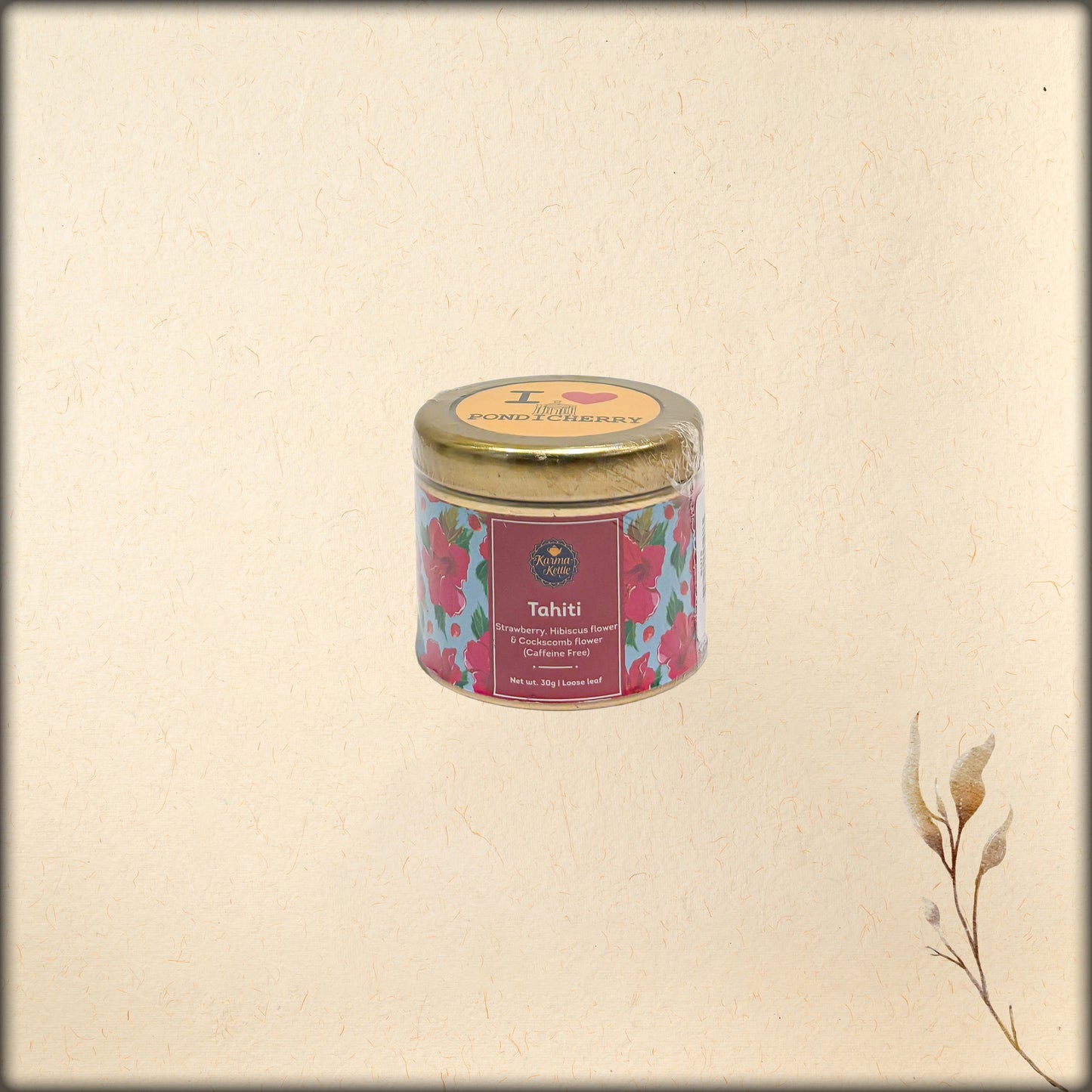 tahiti strawberry, hibiscus flower & cockscomb flower (caffeine free)