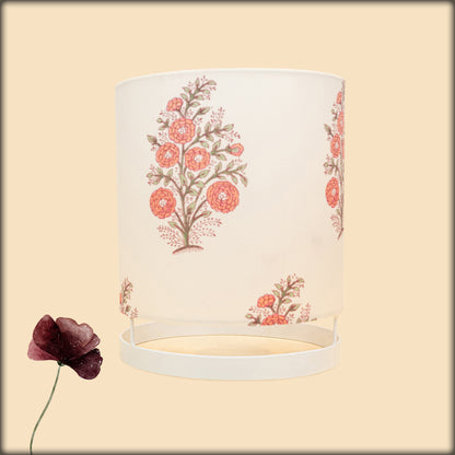 aura white floral print fabric cylinder lamp