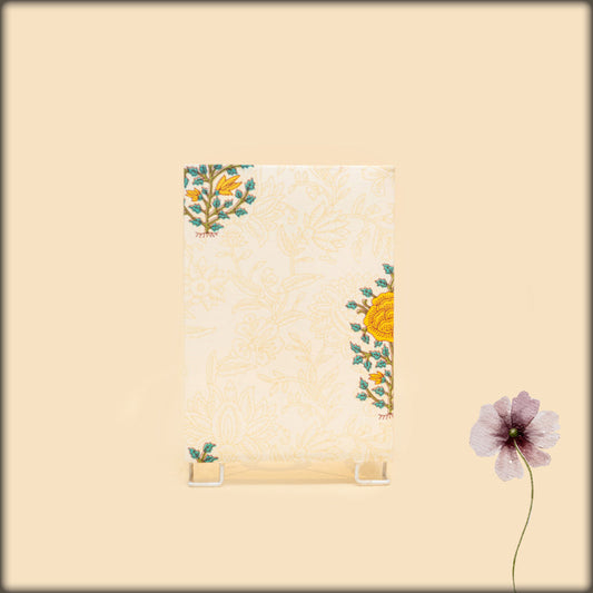 aura rectangular yellow botanical floral fabric lamp