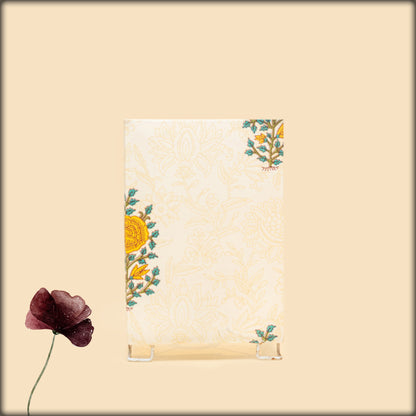aura rectangular yellow botanical floral fabric lamp