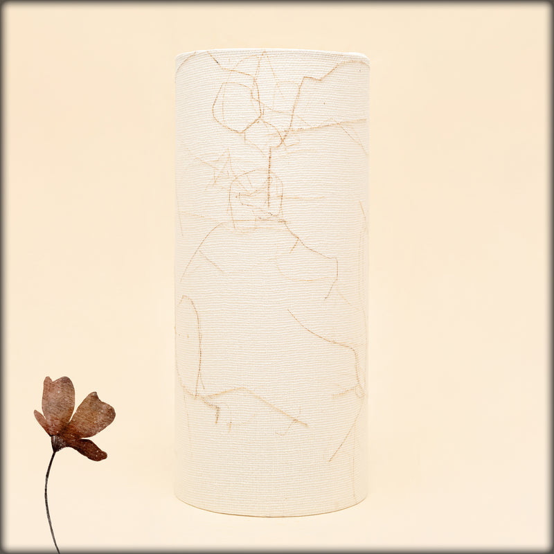 aura organic textured fiber cream cylinder lamp