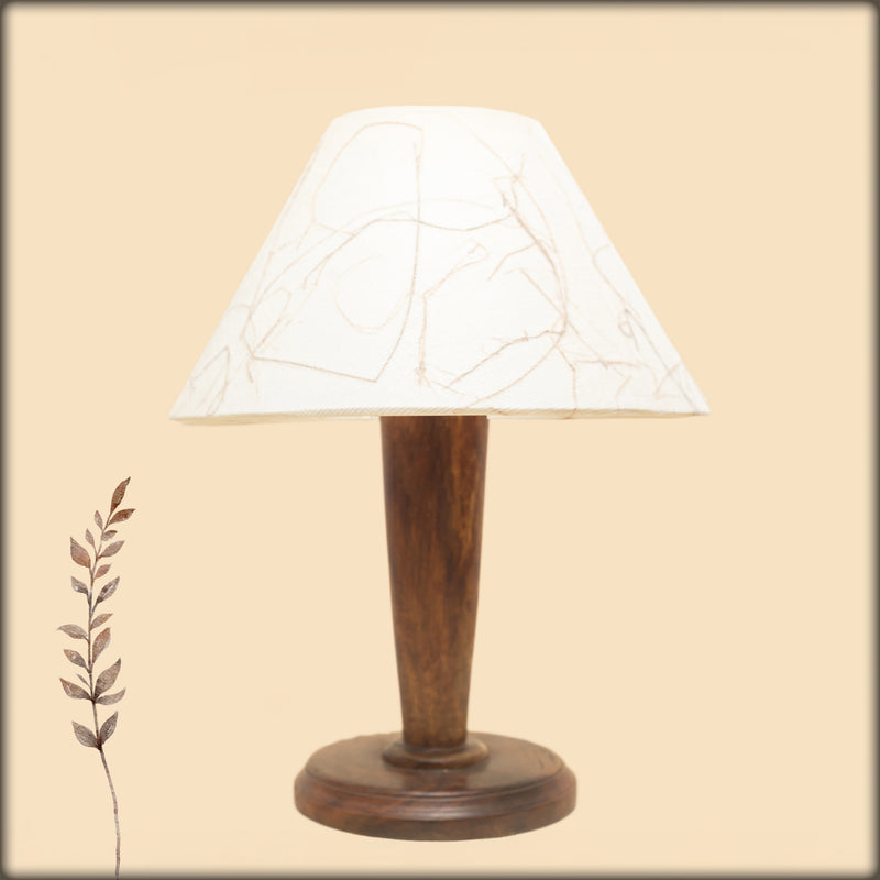 aura wooden & patterned fabric pedestal table lamp