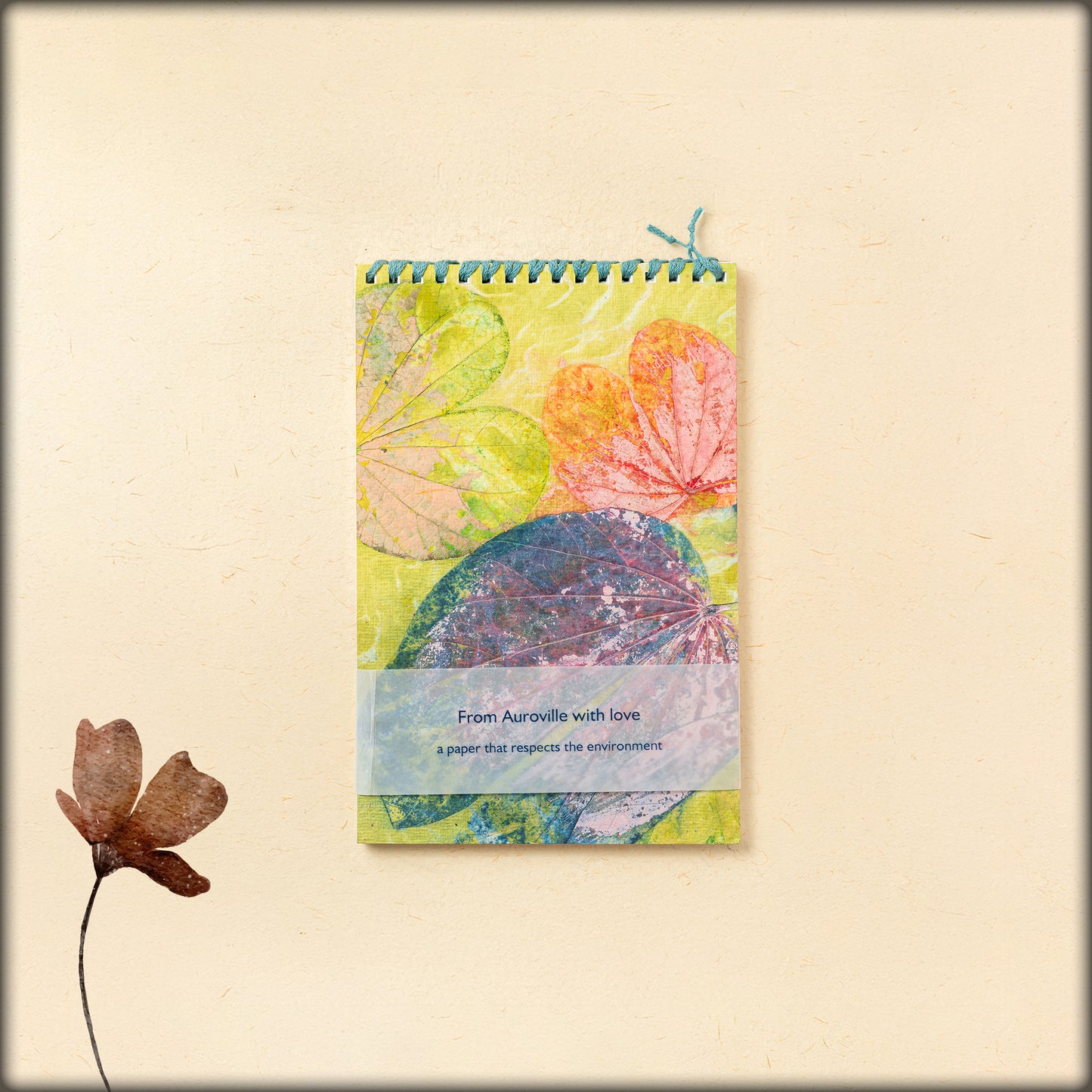 aura handmade eco-friendly artistic leaf print notepad