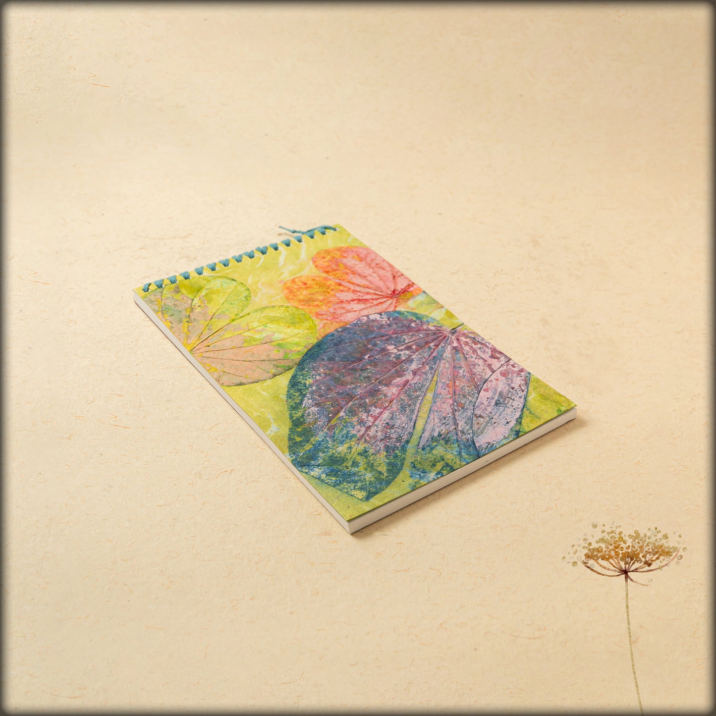 aura handmade eco-friendly artistic leaf print notepad