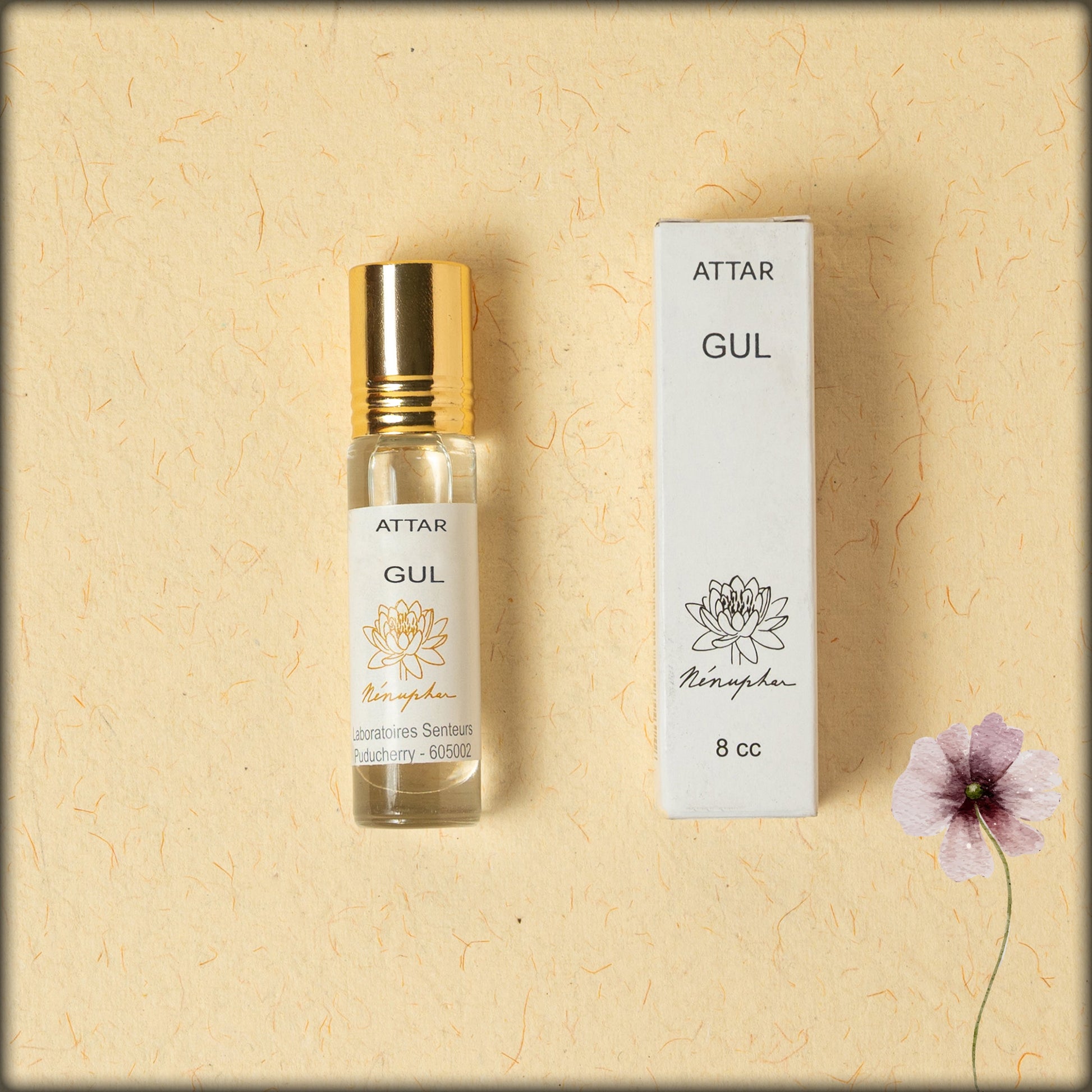 Online shopping: Attar Gul roll-on perfume oil with a rich rose aroma, alcohol-free natural attar, long-lasting floral fragrance for men and women from Sri Aurobindo Ashram, Pondicherry, available at Aura Experience Store.