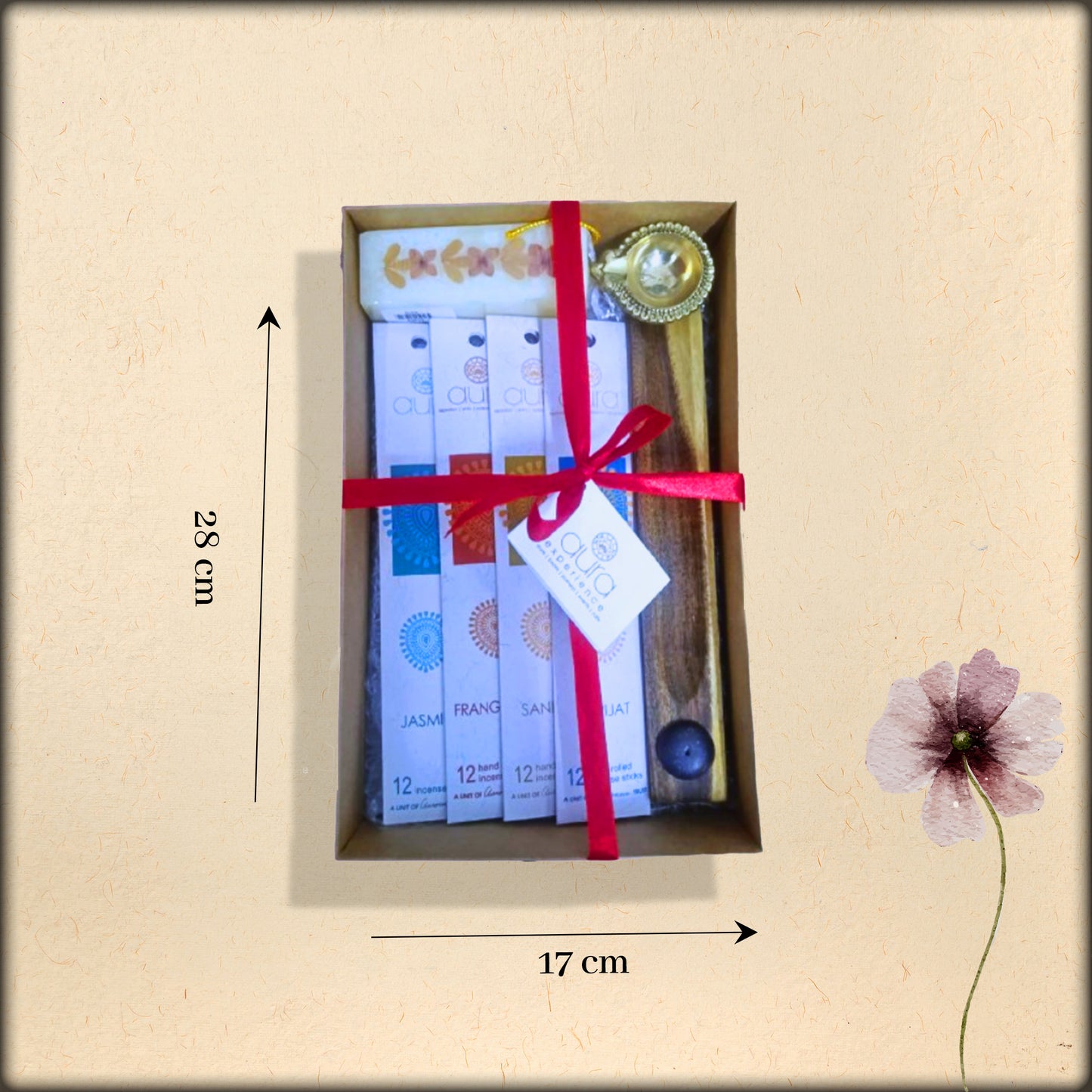 aura gift of fragrance & light collection | incense, diya & handmade candle set
