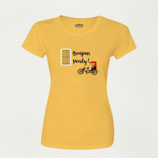 Bonjour Pondy Half Sleeve Women T-Shirt - Yellow