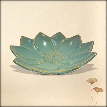aura flora sculpted ceramic serving platter – large