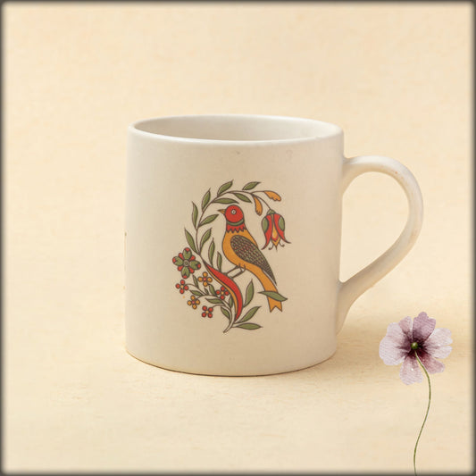 aura ivory bird pattern mug