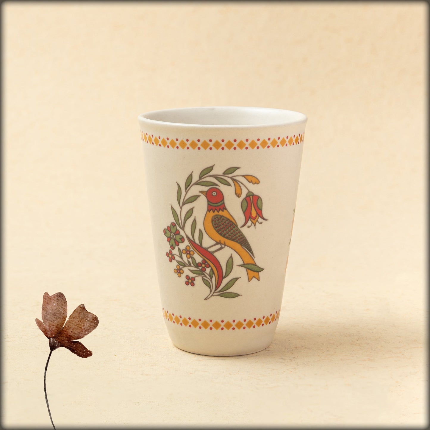 aura ivory bird pattern tumbler