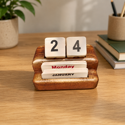eternal wooden calendar for office desk and home