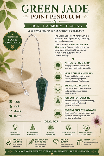 aura green jade dowsing cone pendulum | natural stone healing tool