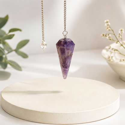 aura purple amethyst dowsing cone pendulum | natural healing crystal