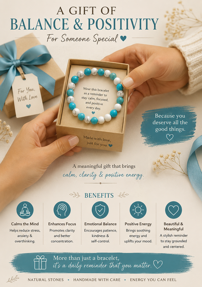 aura turquoise & howlite healing bracelet | 8mm natural stone beads