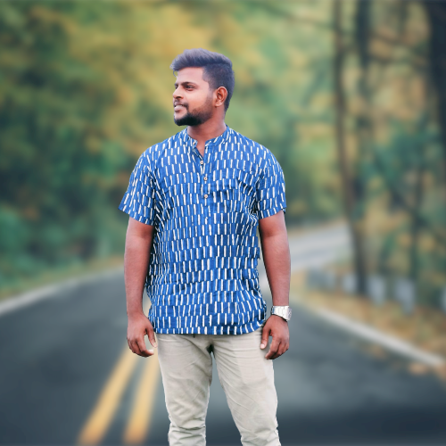 online-shopping-skin-friendly-cotton-printed-blue-shirt-in-aura-store-pondicherry