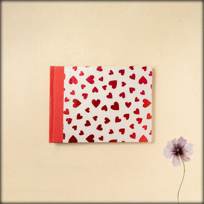 aura red heart print handcrafted file folder