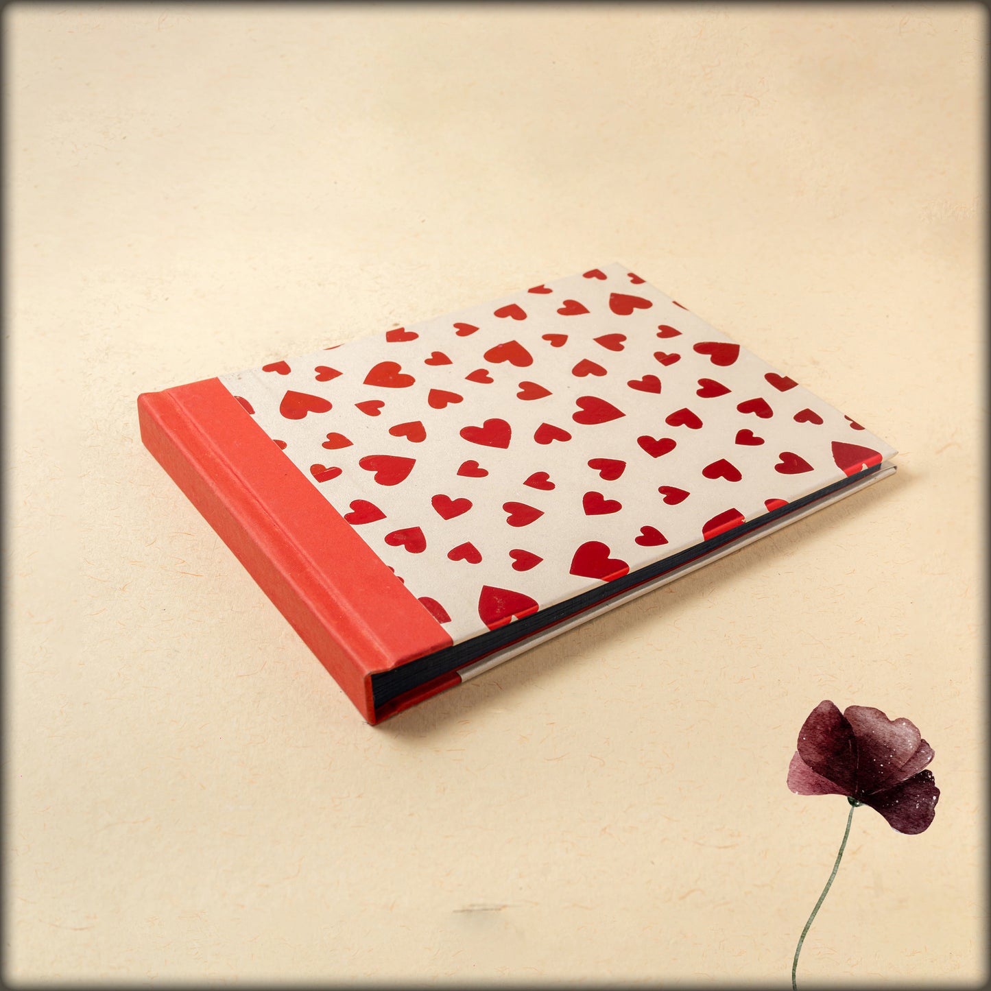 aura red heart print handcrafted file folder