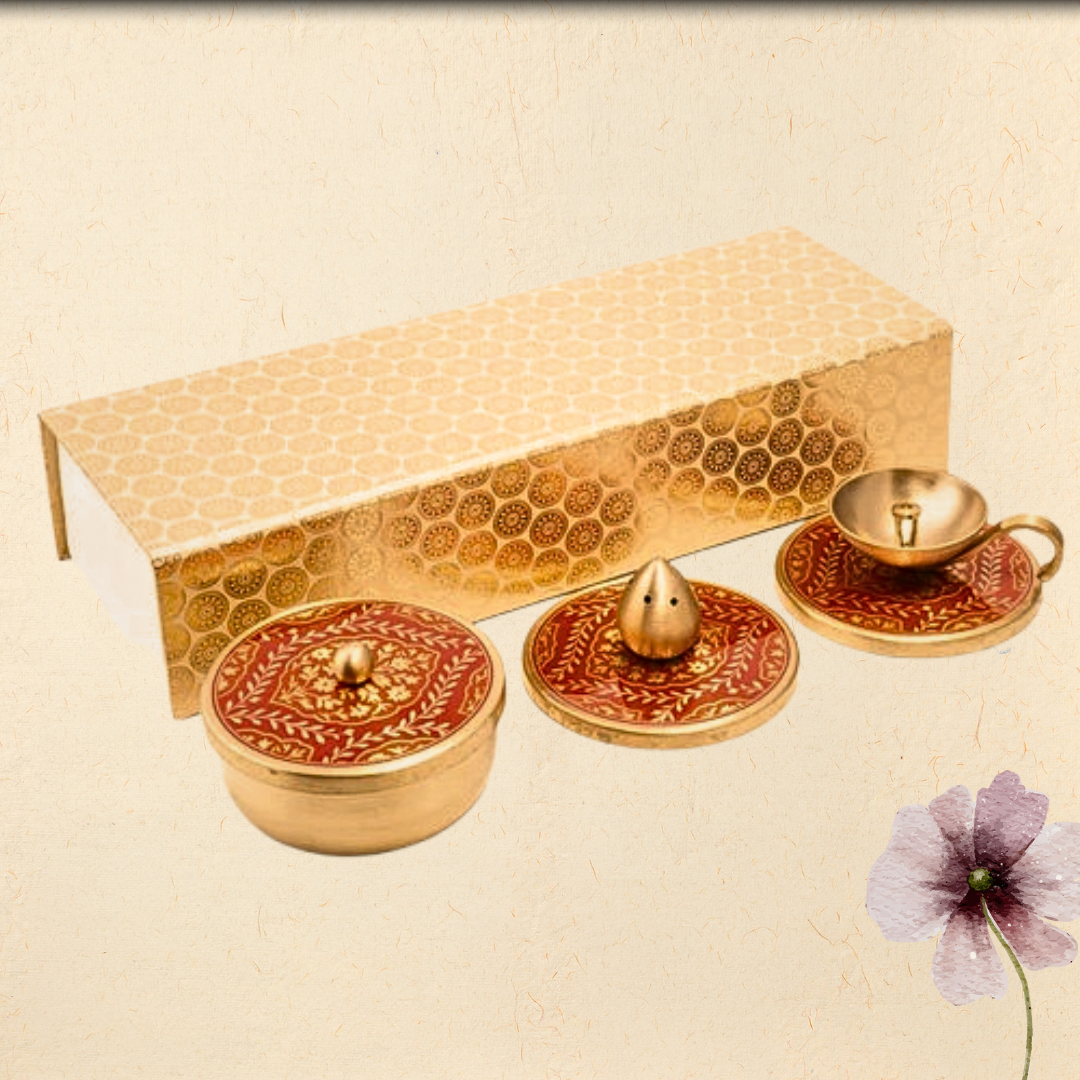 Gift Box : Puri Diya + Incense Holder + Mutli Purpose Container