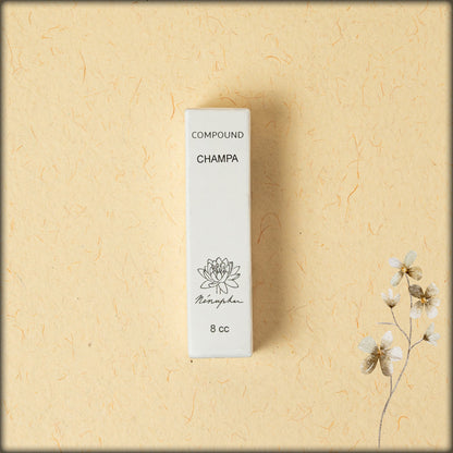 buy now Natural Champa attar roll-on perfume oil with a warm and soothing floral fragrance, alcohol-free long-lasting perfume oil for everyday use available in aura, a unit of auroservice trust, pondicherry