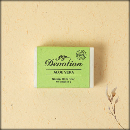 Herbal aloe vera bathing soap handcrafted in India for gentle skin cleansing and hydration
