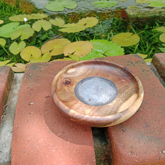 Natural Wood Stone Incense Holder and Ash Catcher