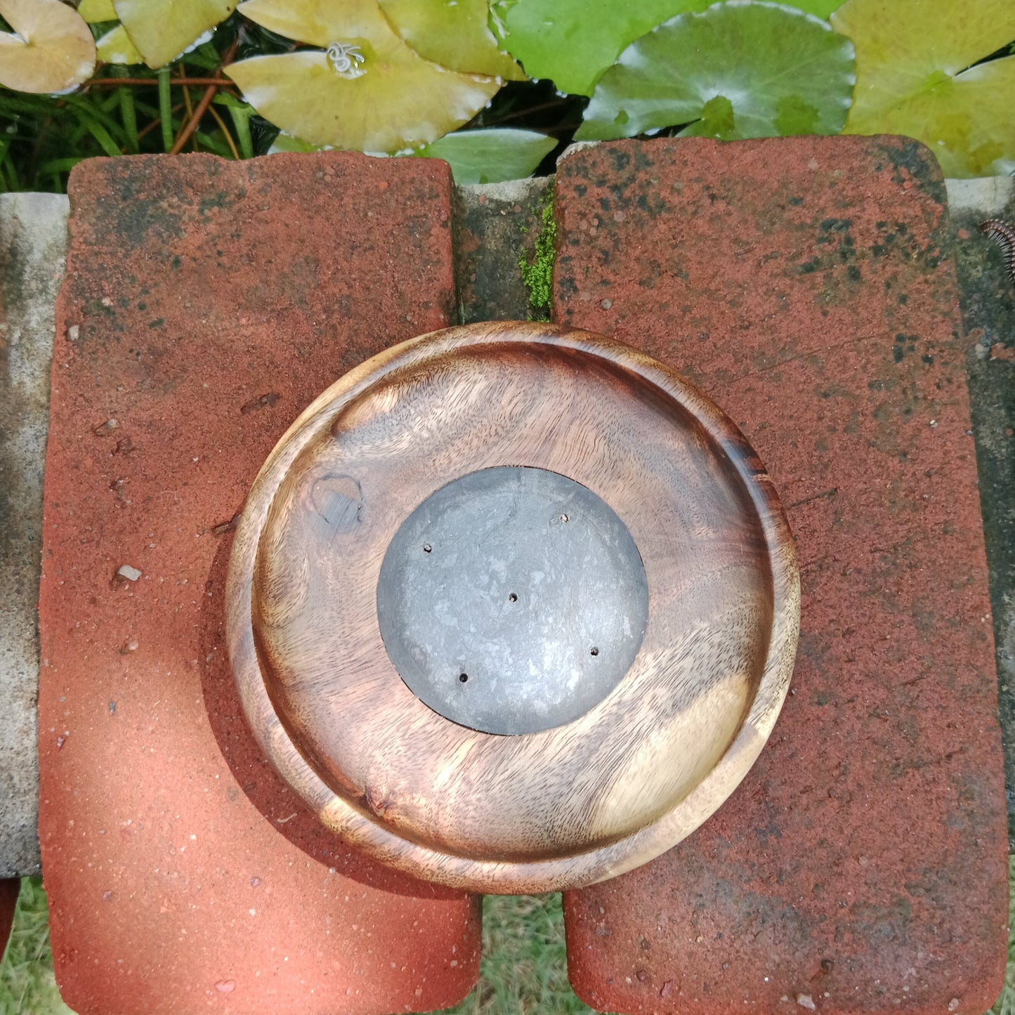 Natural Wood Stone Incense Holder and Ash Catcher