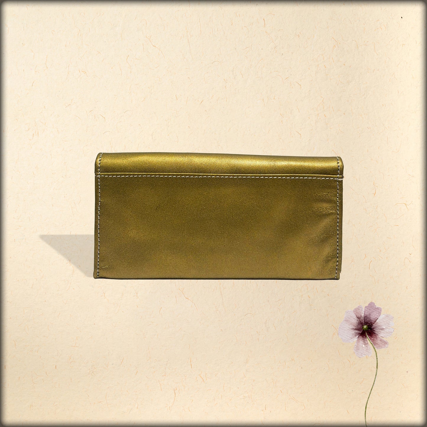 aura champagne gold leather women's wallet