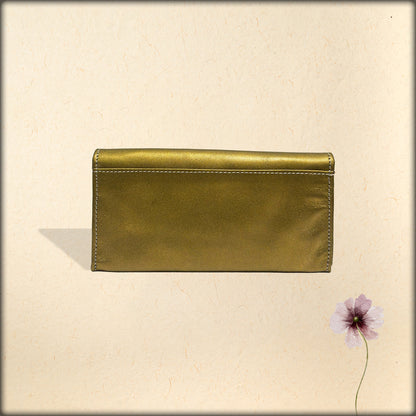 aura champagne gold leather women's wallet