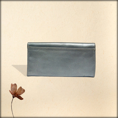 aura gunmetal grey leather women’s wallet