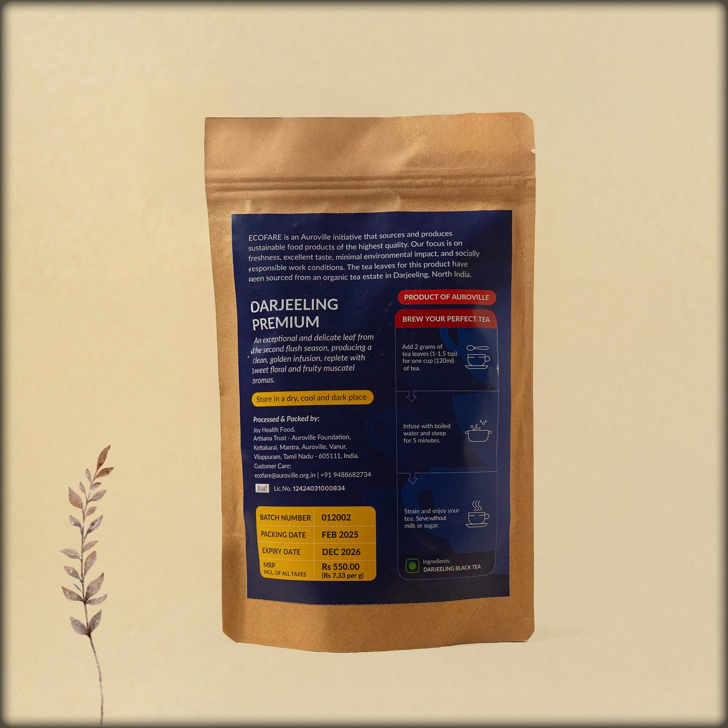 ecofare darjeeling premium black summer musk loose leaf tea